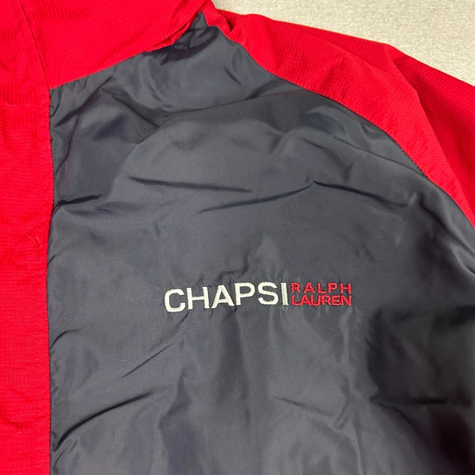 VTG Chaps Ralph Lauren Jacket Men XL Red Nylon Full Zip Hooded Lined Windbreaker - Image 3 of 4