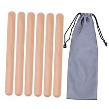 3 Pairs Wood Claves Percussion Instrument, Classic Hardwood Musical Rhythm