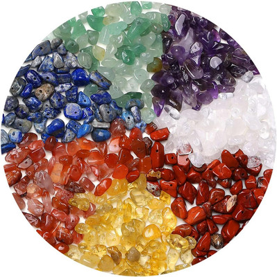 LAIDANLA 7 Chakra 400Pcs Natural Chip Stone Beads 5-8Mm Healing Crystal Irregula