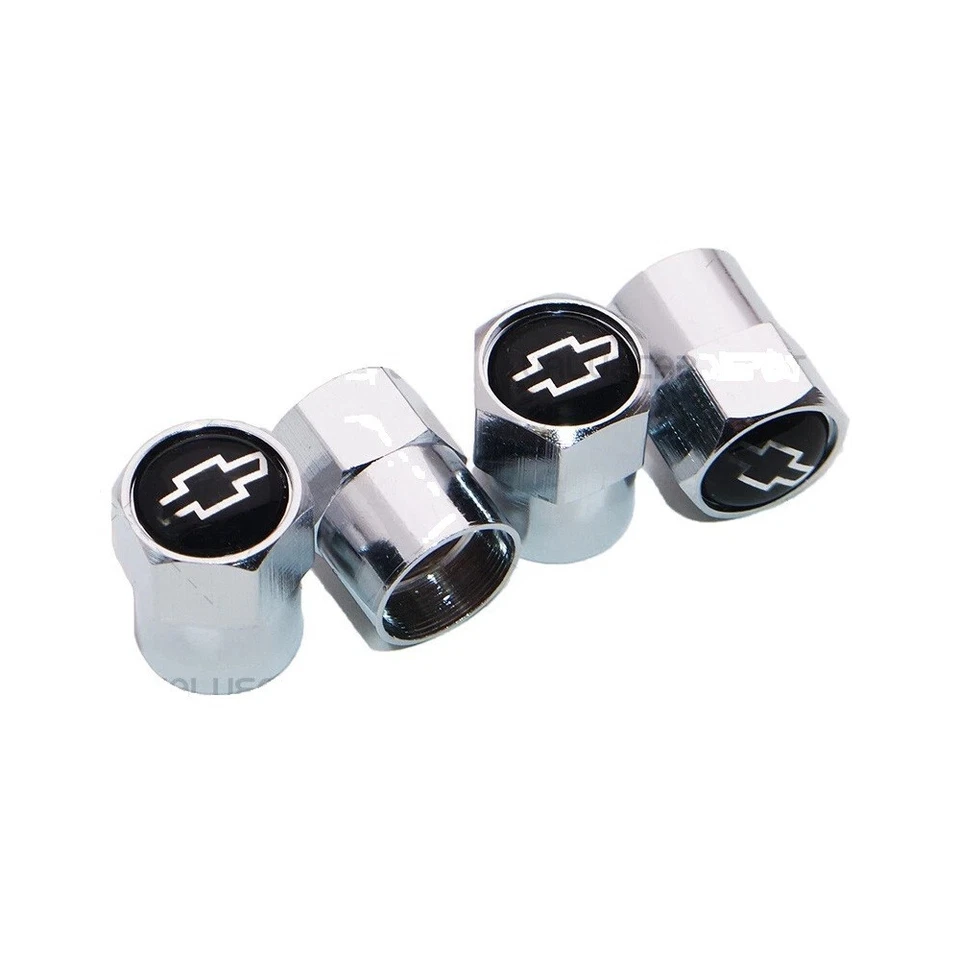 Compatible con Chevy Negro 4 Piezas Tapas de Vástago de Válvula de Neumático Plata Aluminio Anodizado Foto 2 de 4