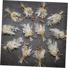 Mini Dried Flower Bouquet Set Pack of 12 , small golden bouquets, card Gold