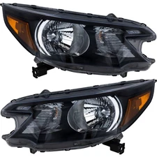 Driver and Passenger Side Headlights For Honda CR-V 2012-2014 Halogen w/ Bulb/s