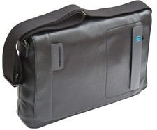 Piquardo Black Italian Leather Messenger Laptop Bag with iPad compartments New