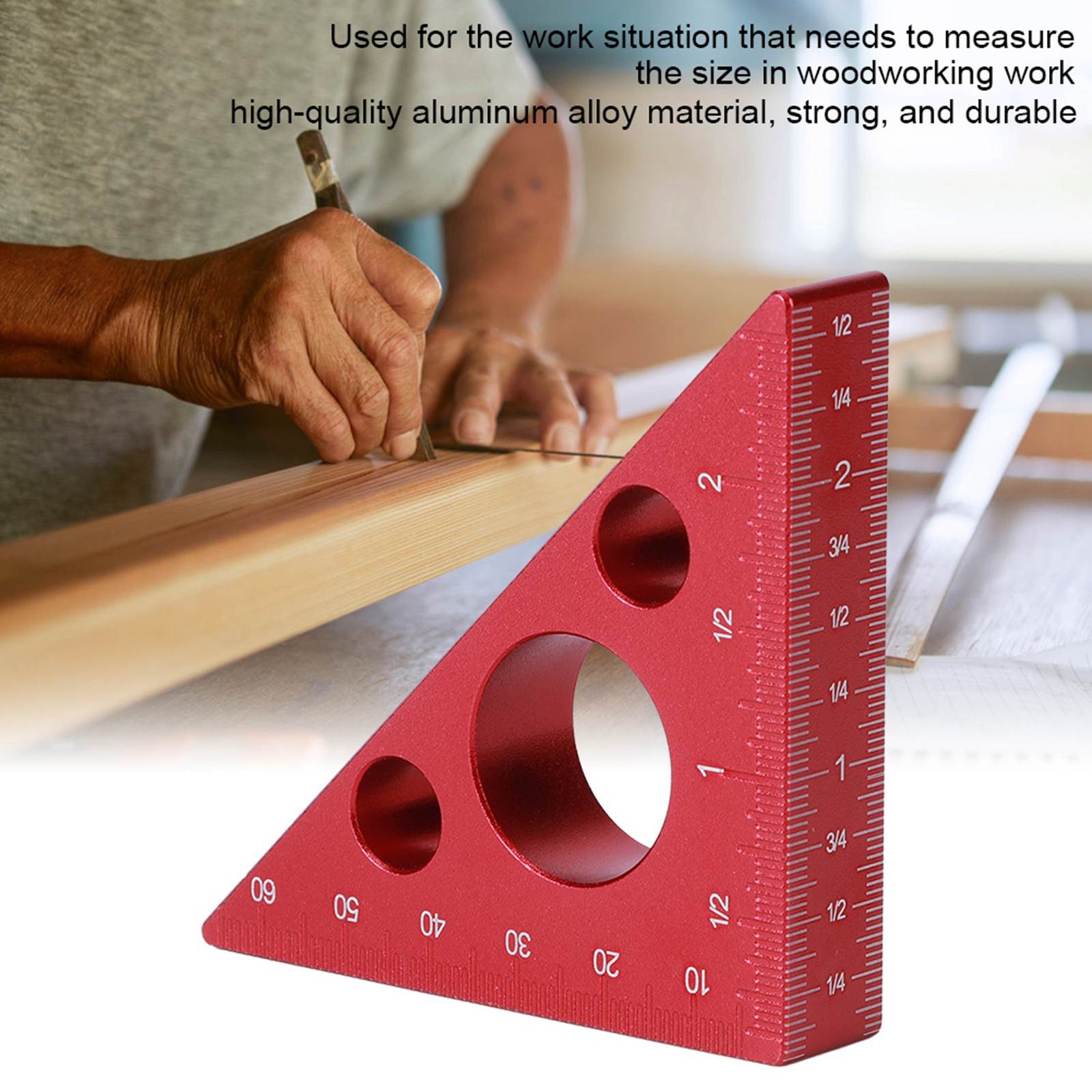 2in/6cm Right Angle Height Ruler Aluminum Alloy Woodworking Measure LW