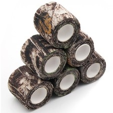 Favuit Camo Wrap Tape, 6 Roll Military Camouflage Stretch Large, Forest