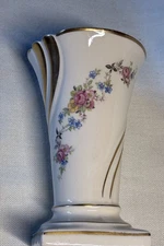 Vintage Victorian Flower And Gold Accent Vase 6.5” High Marked 401