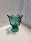 Fenton Vintage 2 Way Green Glass Tulip Candle Holder Taper Tea Light Votive