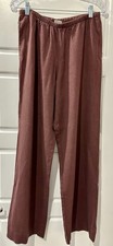 Women s Linen Rayon Blend Pull On Wide Leg Pants With Pockets Size S