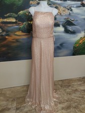 Mori Lee Size 12 Rose Gold Shimmer Open Back Shoulder Str. Dress