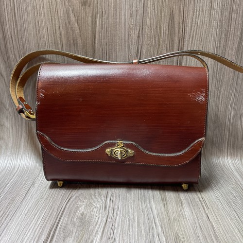 Vintage 60s 70s JOHN ROMAIN Leather Shoulder Bag Handbag Hardbody