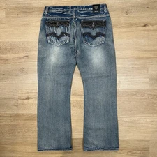 VINTAGE Y2K Tool Jeans Denim Pants 36x32 Medium Light Distressed Wash 