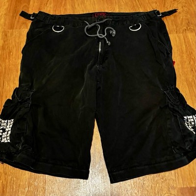 Tripp NYC Vintage Baggy Cargo Shorts D-Ring Stud Distressed Goth Y2K Punk 2X
