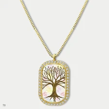 Amazing Colorful Tree of Life Pendant Necklace Chain Photo Dog Tag Chain Gift De