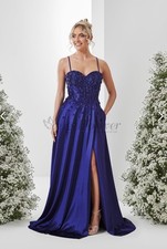 Angel Forever AF5403 size 8 XS navy Blue Boned Corset Dress Lace Up NWT