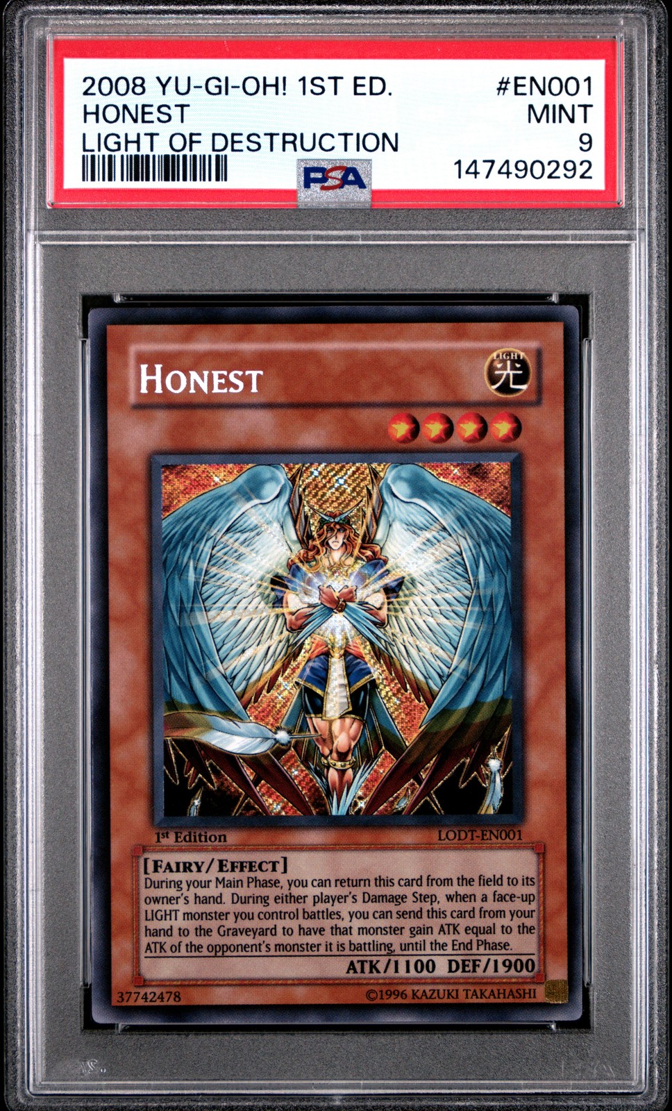2008 YU-GI-OH! LODT-LIGHT OF DESTRUCTION 1ST EDITION #EN001 HONEST PSA 9
