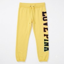 Victoria's Secret PINK Yellow Logo Jogger Drawstring Sweatpants Size XS Vintage