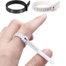 UK Adjustable Ring Sizer Measuring Tool for Accurate Finger Sizing (black/white)