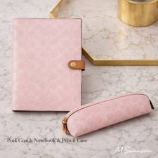NEW Authentic Coach Notebook  Pencil Case In Powder Pink Signature Canvas NWT