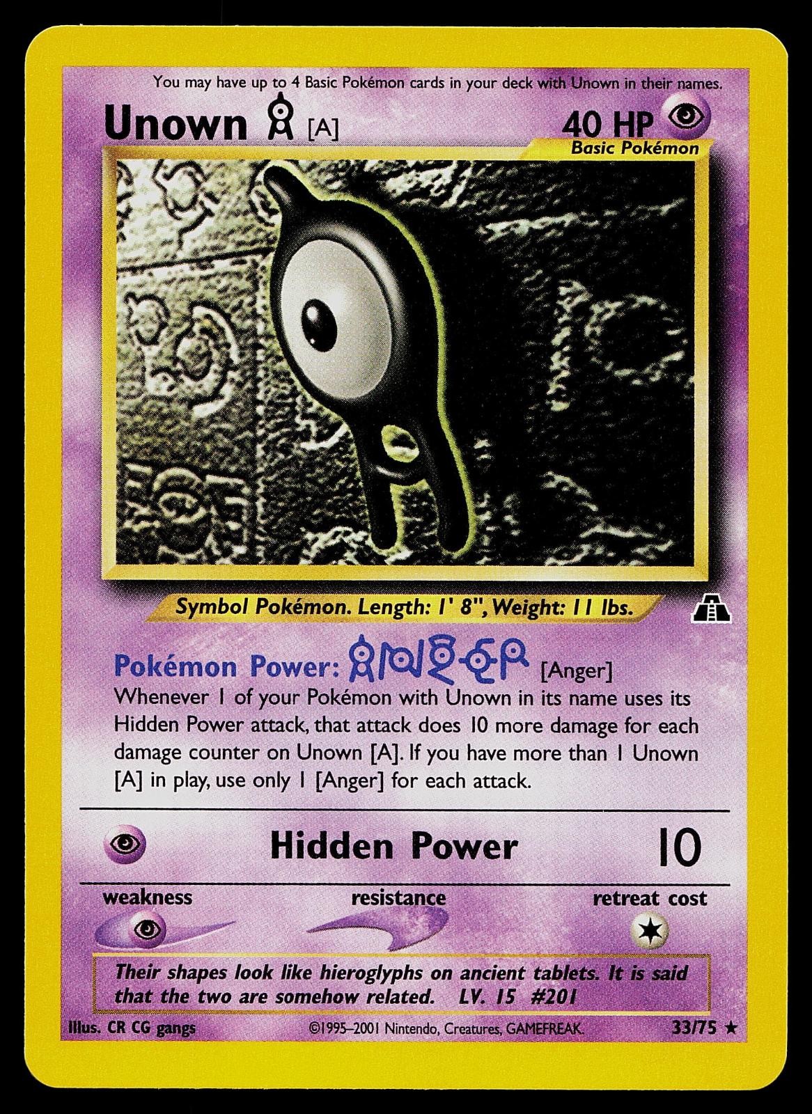 Pokemon Card - Unown [A] Neo Discovery 33/75 Rare