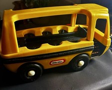 Vintage Little Tikes School Bus 12" With Stop Sign Yellow Toddle Toy Made in USA