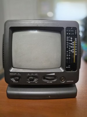 Memorex 5'' Black & White Portable TV AM/FM Radio No Cords, Battery Operated