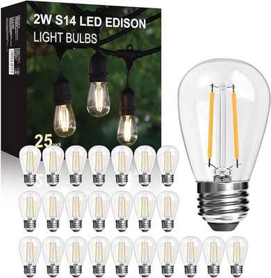 2W LED Filament Glühbirnen E27 Glas Edison Lampe für Lichterkette Kronleuchter