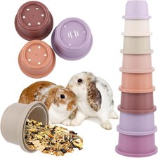 8 Pcs Stacking Cups for Rabbits,Stackable Bunny Toys, Multi-Colored Bunny Stacki