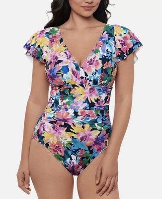 Swim Solutions Women's Garden Dreams One Piece Swimsuit Multicolor 12