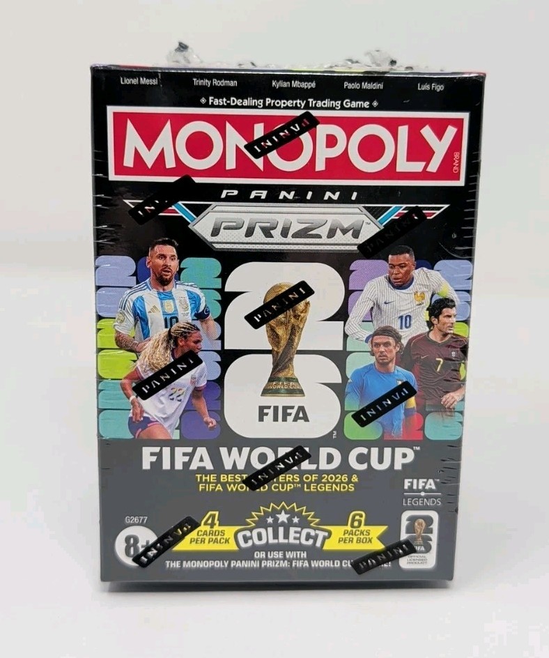 New 2026 Monopoly Panini Prizm: FIFA World Cup Trading Cards Booster Blaster Box