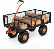Heavy Duty Garden Cart Wagon 2-in-1 Utility Yard Cart w/ Removable Sides Wheels