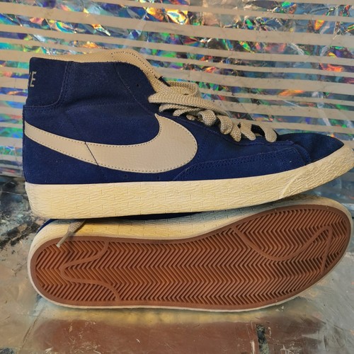 Nike Blazer Mid 77 Zamsz Królewski Niebieski Szary UK 7.5 Trampki Wysokie Topy Świetny stan - Zdjęcie 10 z 12