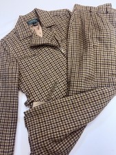 Ralph Lauren Suit Jacket Skirt 2-Piece Wool Tweed Glen Plaid Womens 10 EUC New