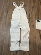 Dickies Mens White Cotton Painters Bib Overalls 38x34