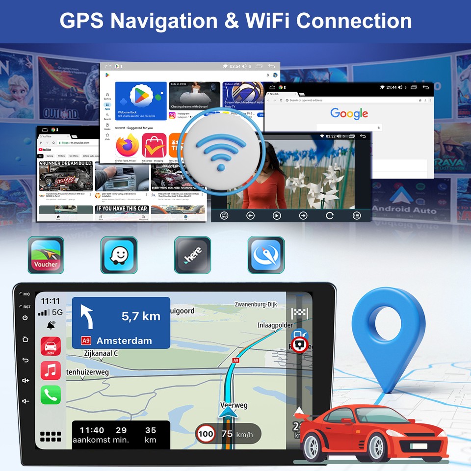Android 15 Car Stereo for Toyota Tacoma 2005-2013 with Wireless Carplay Android Auto, 2G+64G
