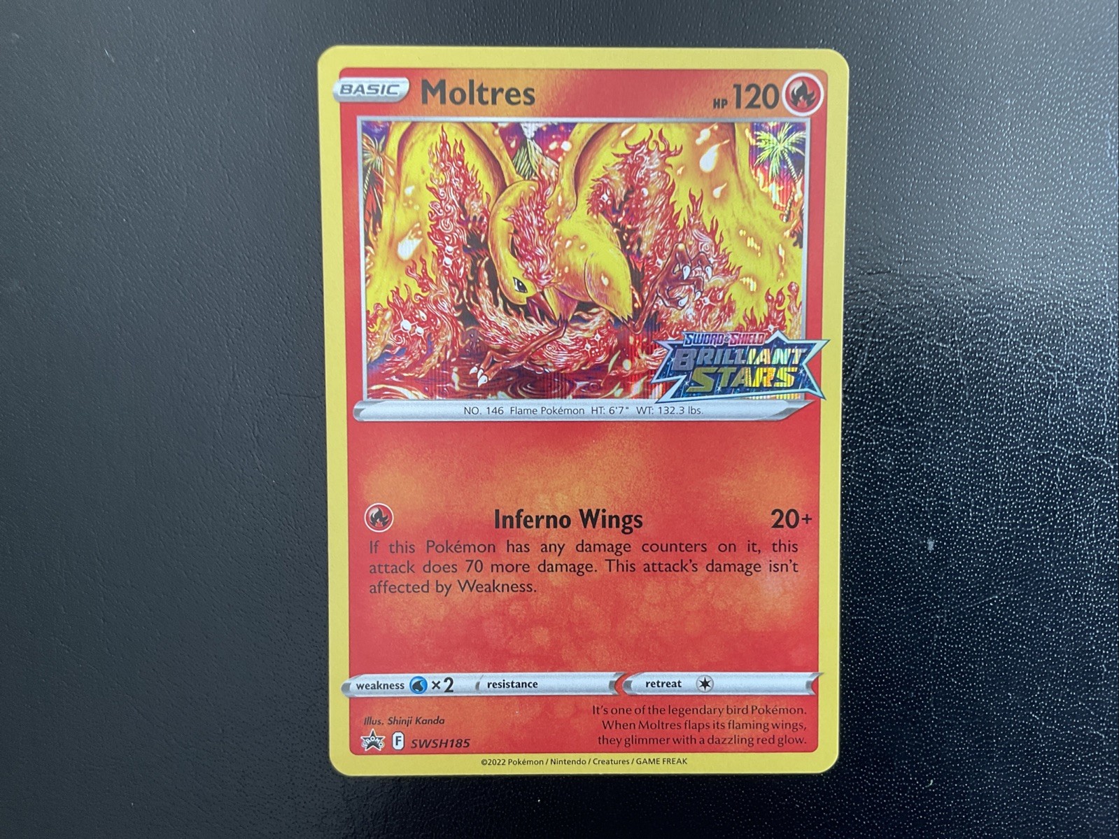 Pokemon Moltres TCG SWSH185 Black Star Promo Brilliant Stars Pre-Release NM
