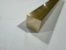 1" x 1" C360 Square Brass Bar x 6" Long, Half Hard, Free Cutting, Mill Stock