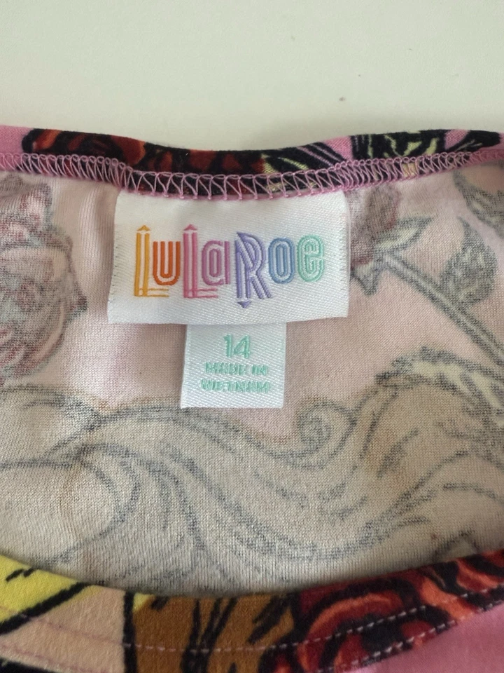 Lularoe Disney Belle Gracie Size 14 Kids Red Roses Pink NWT Beauty and the beast - Image 4 of 4
