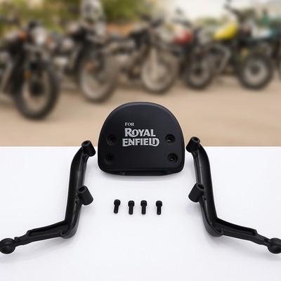 Passenger Back Rest With Back Rest Pad Black  Fits Royal Enfield Meteor 350