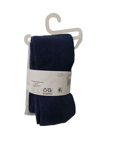 Wonder Nation Toddler Girls' Ribbed Tights 2-Pack Light Grey/Blue Size 6-18M - Picture 3 of 4