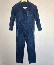 NWT Tommy Hilfiger Girls Denim Jeans Overalls Size 8 Long Sleeve Snap Buttons