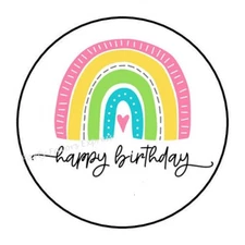 30 HAPPY BIRTHDAY RAINBOW ENVELOPE SEALS LABELS PARTY FAVORS STICKERS 1.5" 