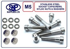 M5 / 5mm / 5MM ST/STEEL SOCKET CAP SCREW WITH STAINLESS NYLOC NUT & ST/ST WASHER