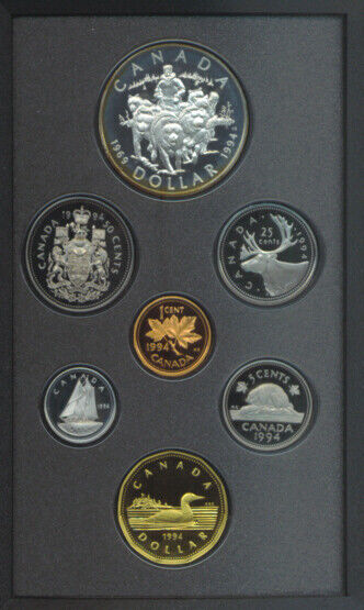 1994 Canada Double Dollar Proof Set Silver  Last RCMP Dog Team