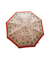 Vintage 1960s  Child's Umbrella Little Girls Red and White Striped Red Handle