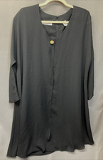 Ms Chaus Womens Size 16 Dress Black Long Sleeve Sheer Overlay Layered Classic