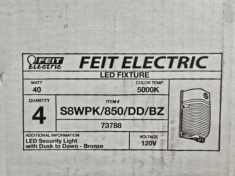 Feit Eléctrico 40W LED Bronce Anochecer a Amanecer Seguridad Exterior Pared Paquete Luz 4Pk Foto 3 de 4