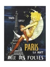 Paris Folies Travel Poster Print  Reproduction Giclee Print 11x17
