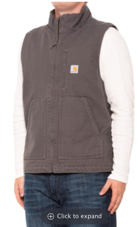 Carhartt Washed Duck Sandstone Gray Sherpa Insulated Vest 0V4277