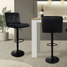 2x Chaise de bar pivotante à dossier repose-pieds tabouret comptoir velours noir