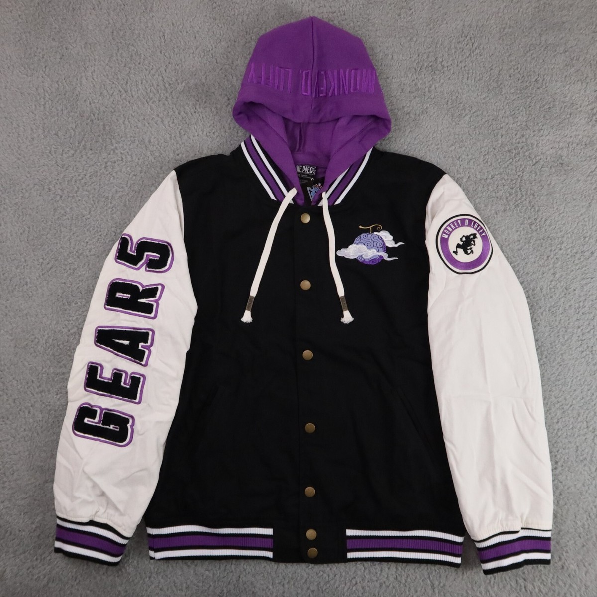 One Piece Varsity Jacket Mens Medium Purple Monkey D Luffy One Piece Varsity Jacket Mens Medium Purple Monkey D Luffy